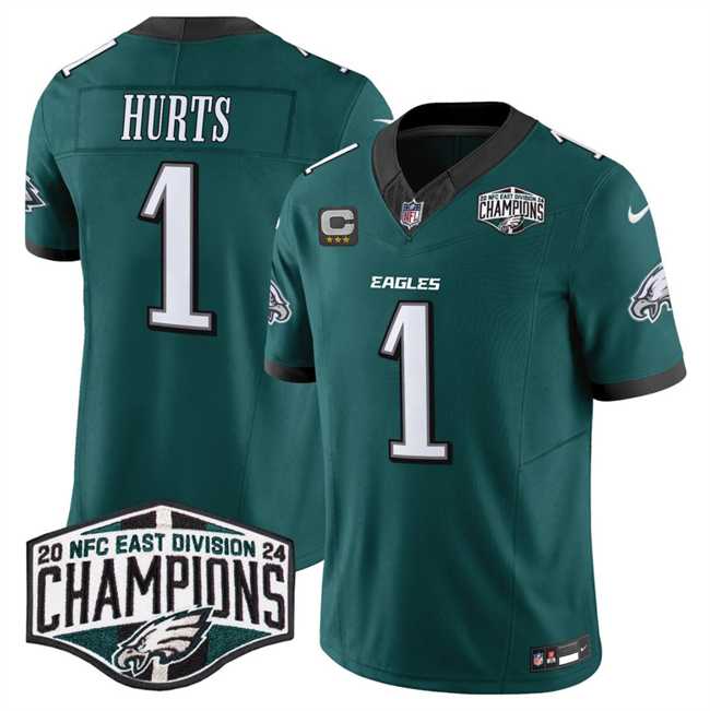 Men%27s Philadelphia Eagles #1 Jalen Hurts Green 2024 New NFC East Champions With 3-Star C Patch F.U.S.E. Vapor Untouchable Limited Stitched Jersey->philadelphia eagles->NFL Jersey